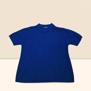 NORTON MCNAUGHTON Vibrant Blue Knit Pullover Mock Neck Sweater Medium